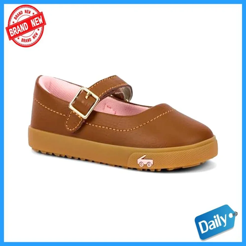 Girls' Mary Jane Flats with Adjustable Strap, Corduroy Upper, APMA Certified